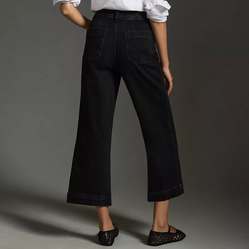 Anthropologie Pilcro The Skipper High-Rise Crop Wide-Leg Jeans Black 31 - Picture 3 of 10